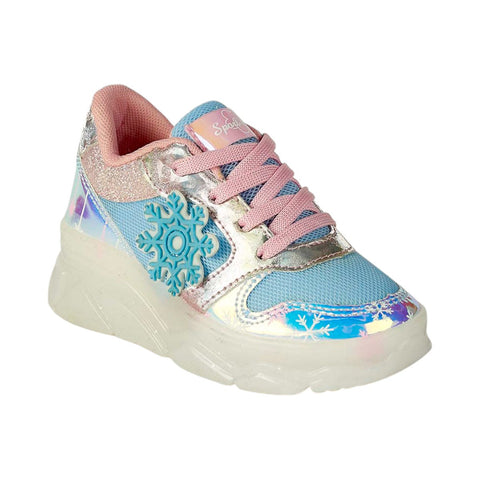 Tenis para Niña Modelo 014-FROZEN con Diseño de Copo de Nieve y Colores Brillantes