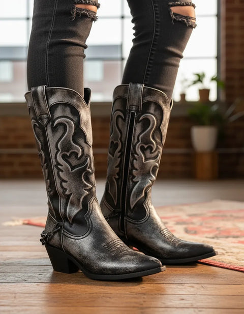 Bota Alta Vaquera Para Dama Estilo 8028