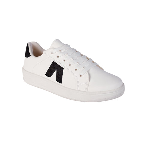 Tenis Casual para Dama Color Blanco con Detalle Negro - Modelo A7000