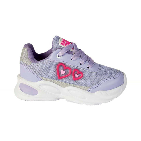 Tenis Casual para Niña - Modelo 0063 en Lila con Corazones.