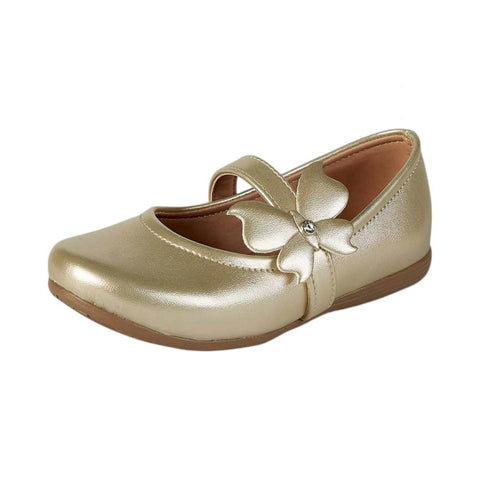 Zapatos Infantiles Dorados con Flor - Modelo 0321