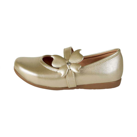 Zapatos Infantiles Dorados con Flor - Modelo 0321