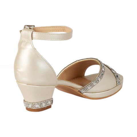 Elegantes Zapatillas de Niña con Tacón Bajo y Brillantes - Modelo 0337