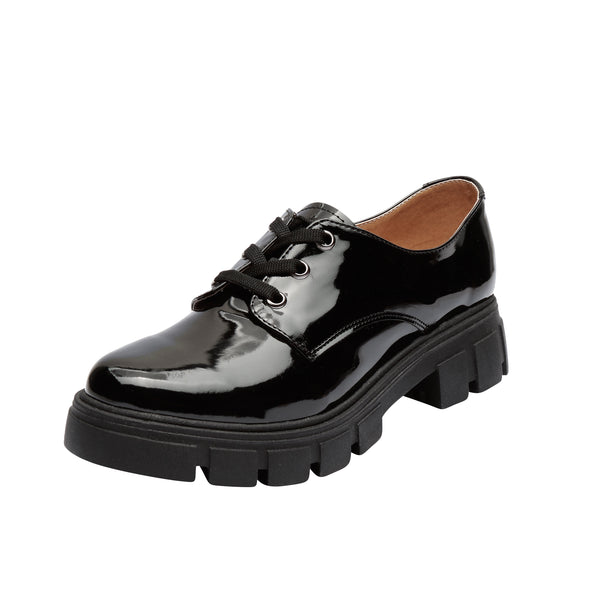 Zapato de Charol Negro con Plataforma Gruesa para Dama - Modelo 0752