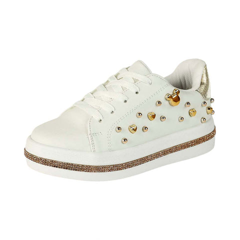 Tenis de Niña Modelo 1361 con Detalles Dorados y Brillantes