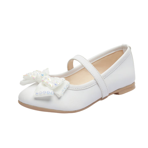 Elegante Balerina Blanca para Niña con Lazo y Pedrería - Modelo 0145