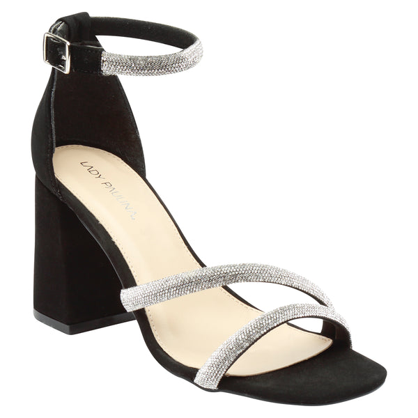 Zapatilla Abierta Color Negro Y Brillos Para Mujer 22714 O-i