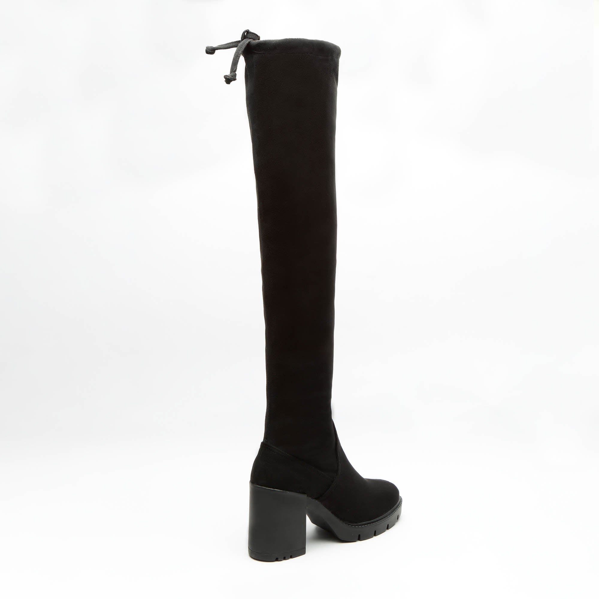 Bota Larga Con Tacon Ancho Color Negro Para Mujer 23401 O i Golden Shoes Store MX