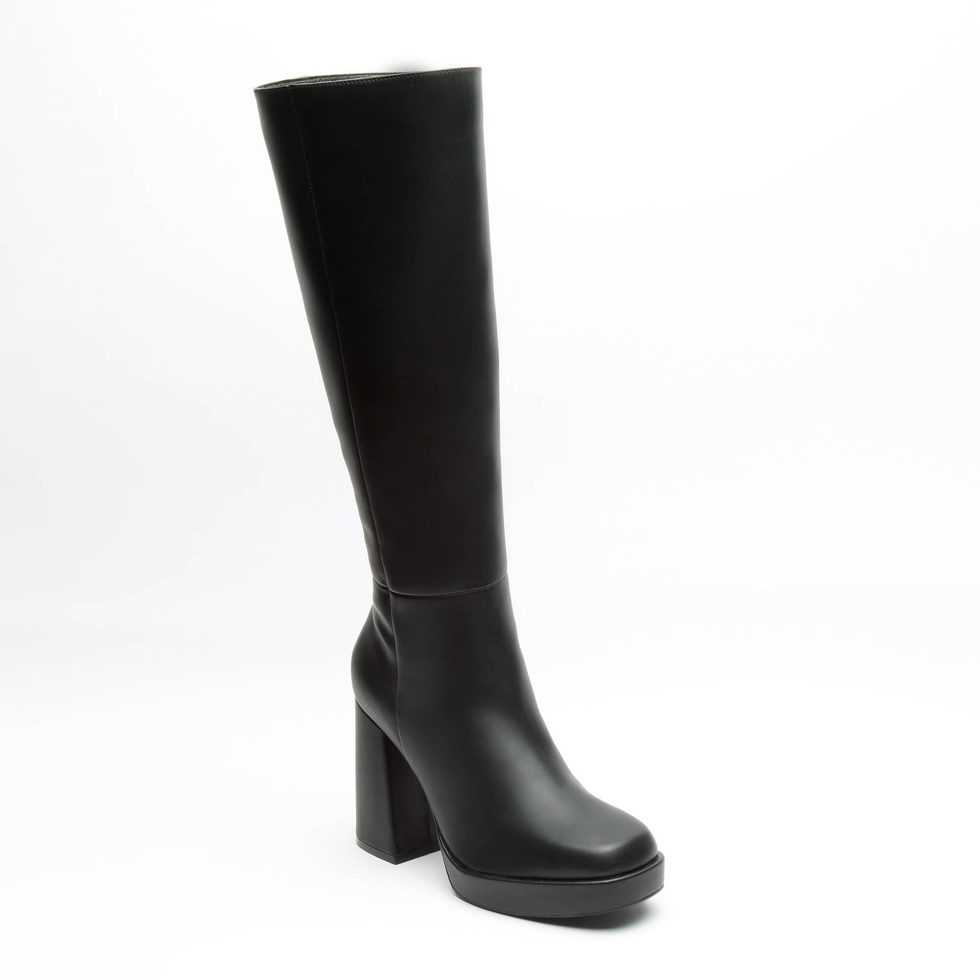 Botas Largas Negras Con Tacon Ancho Para Mujer 25505 O i Golden Shoes Store MX
