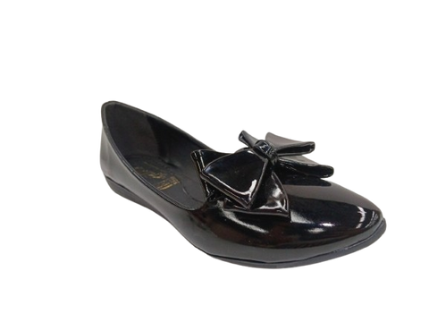 Balerina Negra con Moño de Charol para Dama - Modelo 3425