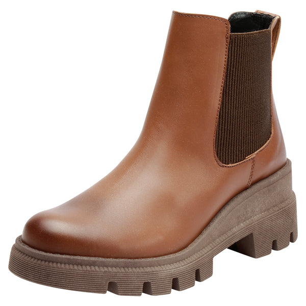 Botín Color Tan De Piso Para Mujer Bella Shoes 0588 O-i