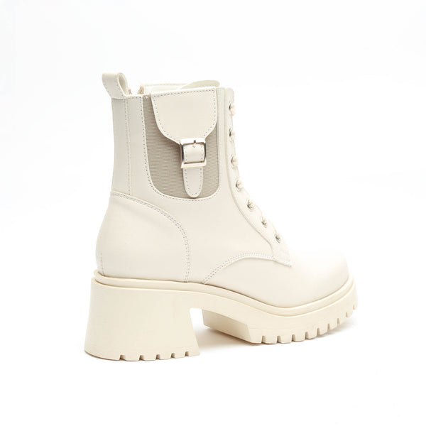 Botas Casuales Blancas Combat Boots Para Mujer 5907 O-i
