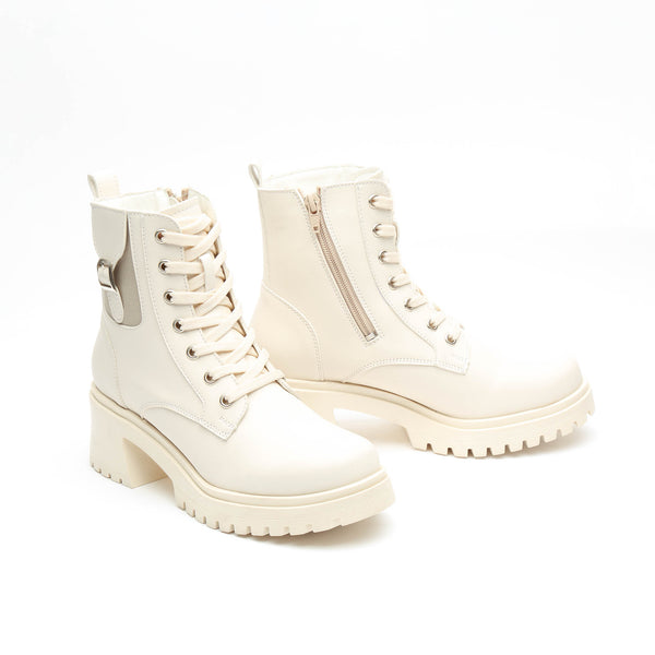 Botas Casuales Blancas Combat Boots Para Mujer 5907 O-i