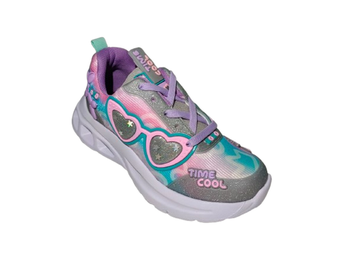 Tenis para Niña Modelo TIME 2432-4 con Diseño de Gafas de Corazón y Colores Pastel