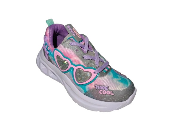 Tenis para Niña Modelo TIME 2432-4 con Diseño de Gafas de Corazón y Colores Pastel