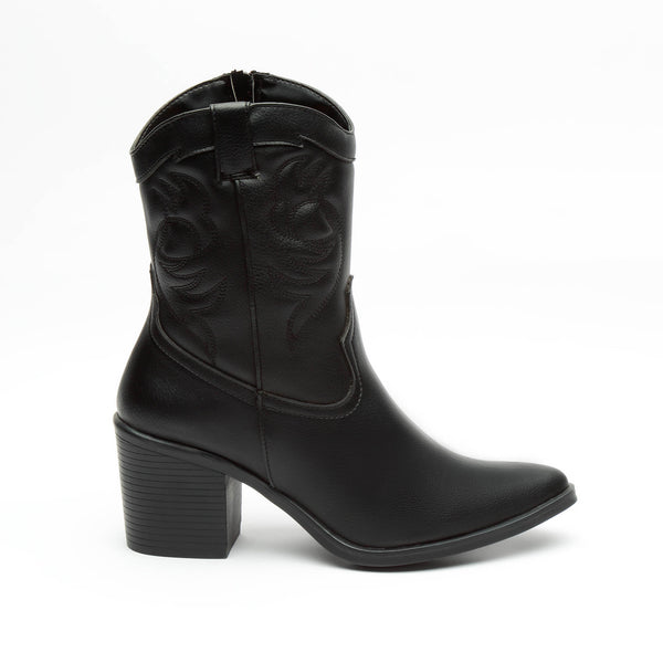 Botín Vaquero Negro Para Mujer Bella Shoes 6008 O-i