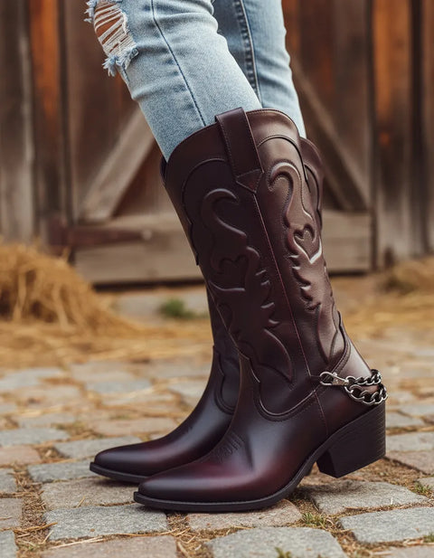 Bota Alta Vaquera Para Dama Estilo 8028