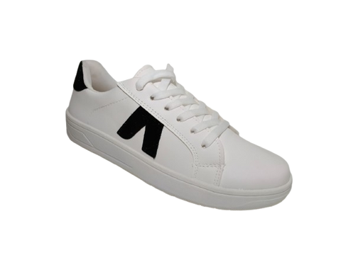 Tenis Casual para Dama Color Blanco con Detalle Negro - Modelo A7000