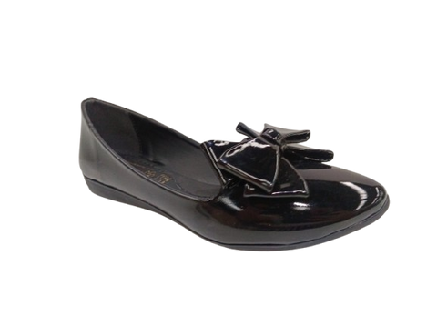 Balerina Negra con Moño de Charol para Dama - Modelo 3425