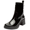 Botín Negrocharol Con Tacón Para Mujer Bella Shoes 93163 O-i