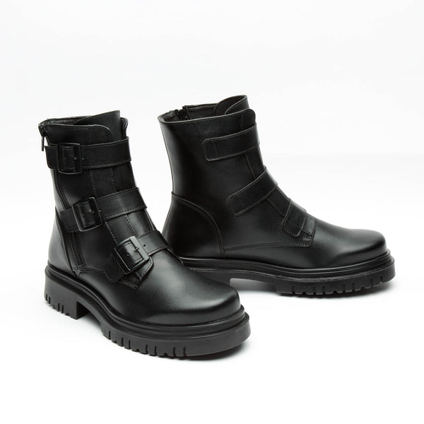 Botines Casuales Negros Combat Boots Para Mujer 93241 O-i
