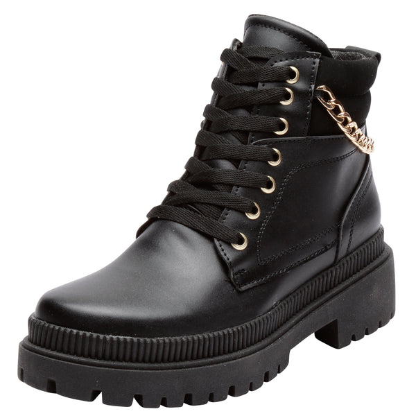 Bota Casual color negro Combat Boots Para Mujer Bella Shoes 0971 O-i
