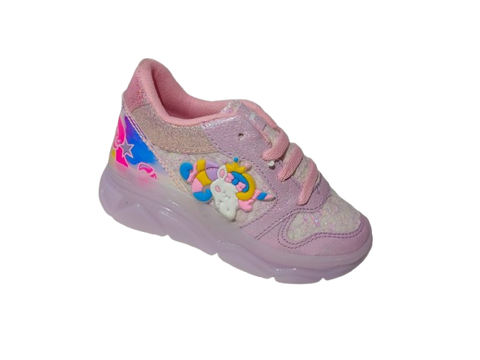Tenis para Niña Modelo 014-UNI con Diseño de Unicornio y Detalles Brillantes