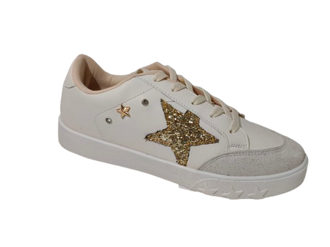 Tenis Casual de Dama con Estrella Dorada Brillante - Modelo 6466