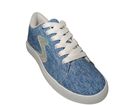 Teni Casual de Mujer Modelo 0054 con Diseño de Mezclilla y Detalles Brillante