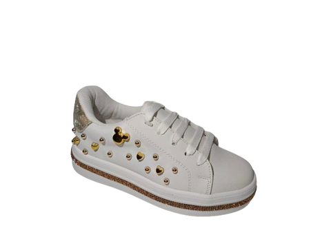 Tenis de Niña Modelo 1361 con Detalles Dorados y Brillantes