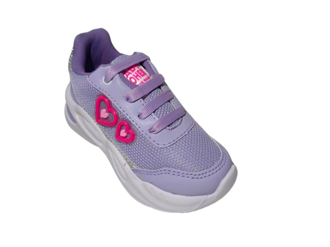 Tenis Casual para Niña - Modelo 0063 en Lila con Corazones.