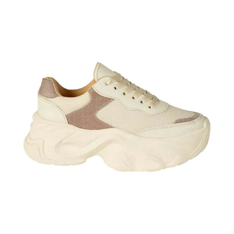 Tenis para Dama Color Blanco Plata con Detalles Brillantes - Modelo S360