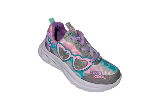 Tenis para Niña Modelo TIME 2432-4 con Diseño de Gafas de Corazón y Colores Pastel
