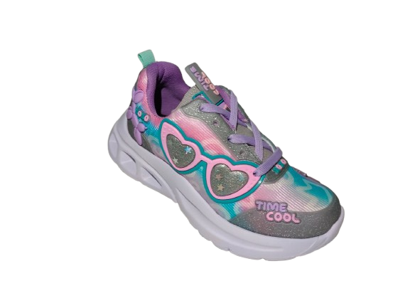 Tenis para Niña Modelo TIME 2432-4 con Diseño de Gafas de Corazón y Colores Pastel